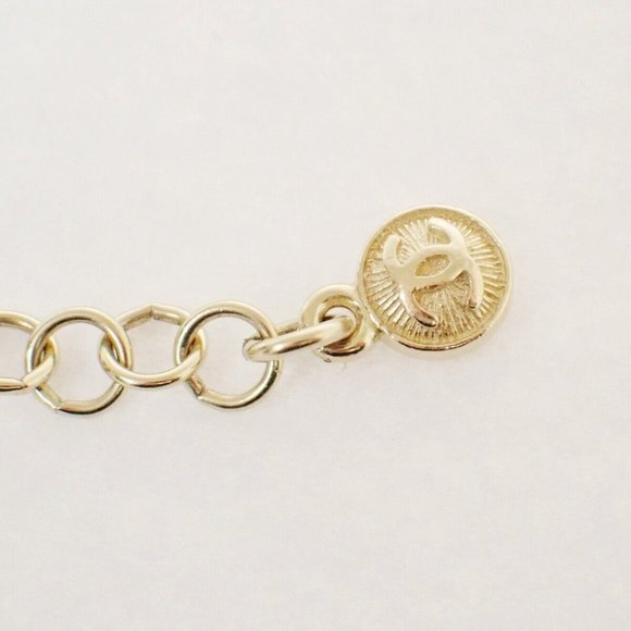 CHANEL CC Rhinestone Imitation Pearl Ribbon Chain Necklace 13C White GHW 20RJ332 - Picture 9 of 13